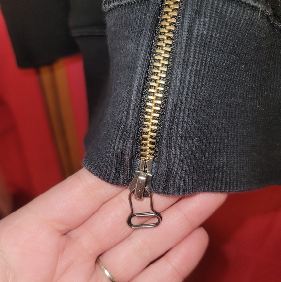 ADIDAS (Size L) bomber jacket color black (dual zipper) - Picture 6 of 8